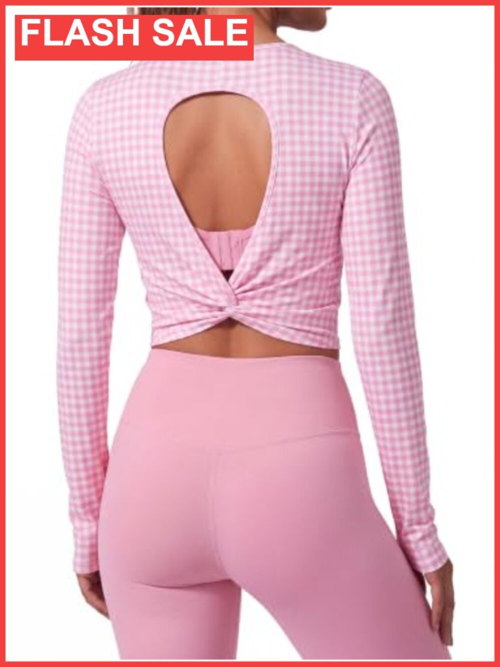 Womens Workout Crop Top Open Back Print Yoga Shirt Thumb Holes